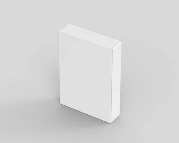 Plantilla Maqueta Caja Cartón Blanco Blanco Sobre Fondo Blanco Aislado — Foto de Stock