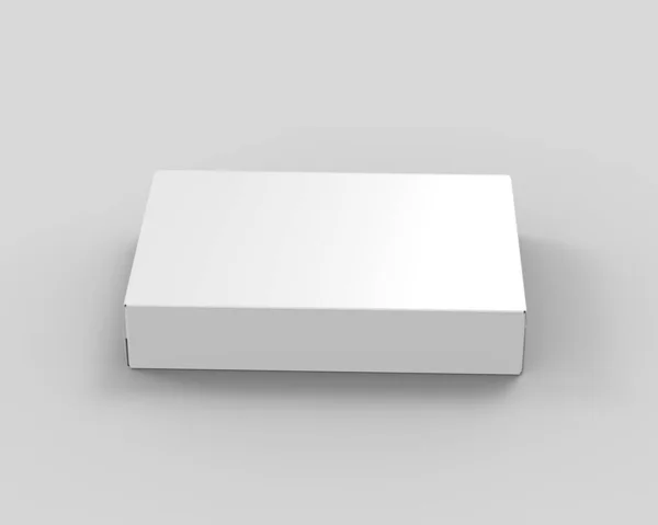 Modelo Mockup Caixa Papelão Comida Branca Branco Fundo Branco Isolado — Fotografia de Stock