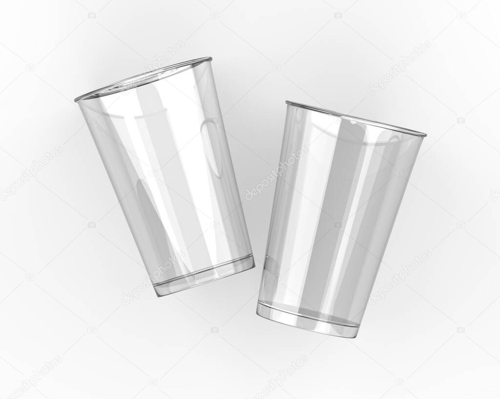 Blank transparent promotional stadium cup for branding, mockup template on isolated white background, 3d illustration