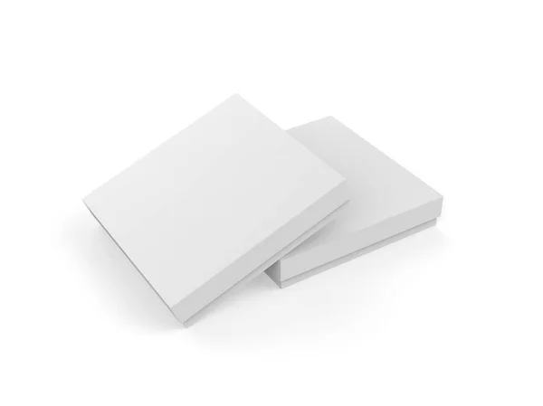 Fehér Vékony Négyzet Alakú Karton Csomagolás Doboz Mockup Kraft Papír — Stock Fotó