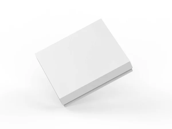 Branco Slim Quadrado Caixa Embalagem Papelão Mockup Caixa Papel Kraft — Fotografia de Stock