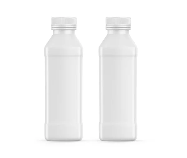 Plastic Fles Mockup Met Deksel Geïsoleerde Witte Achtergrond Verpakking Fles — Stockfoto