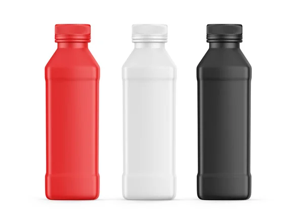 Plastic Fles Mockup Met Deksel Geïsoleerde Witte Achtergrond Verpakking Fles — Stockfoto