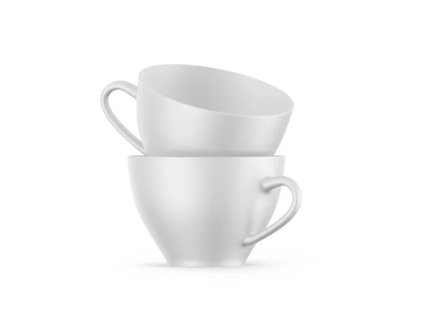 磁器ティーカップモックアップテンプレート 隔離された白い背景に空のセラミックコーヒーカップ 3Dイラスト — ストック写真