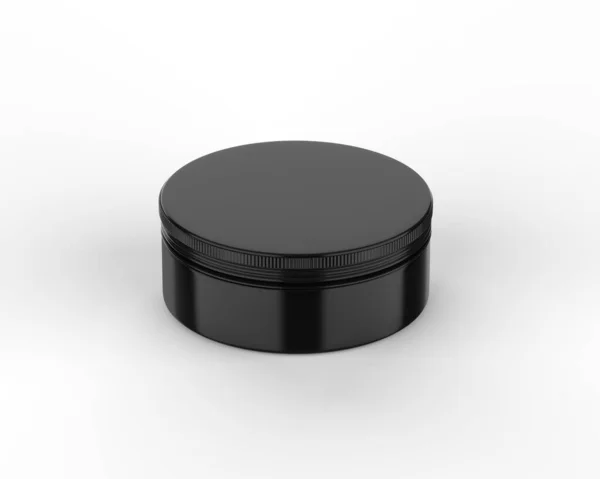 Black Metallic Cosmetic Jar Mockup Blank Aluminium Tin Box Isolated — ストック写真