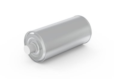 Boş 1 litre metalik zeytinyağı tenekesi, izole edilmiş beyaz arka plan, 3 boyutlu illüstrasyon üzerinde şablon oluşturabilir.