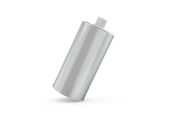 空白1升金属橄榄油罐可以在孤立的白色背景上模拟模板 3D说明 — 图库照片