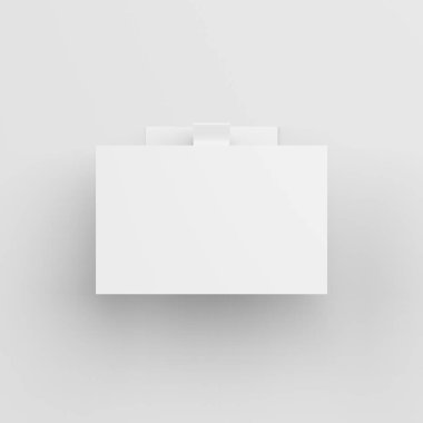 Boş beyaz dikdörtgen reklam PVC raf Wobbler, alışveriş merkezleri için plastik raf sarkıtıcısının maketi, 3D resim