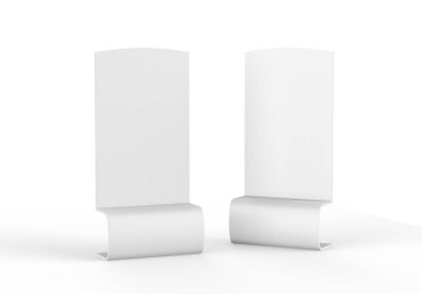 Eğri reklam afişi, izole edilmiş beyaz arkaplan, 3 boyutlu illüstrasyon üzerinde taklit yapın