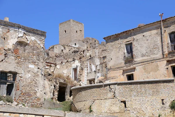 Veduta Panoramica Delle Rovine Craco Città Fantasma Abbandonata Dopo Una — Foto Stock