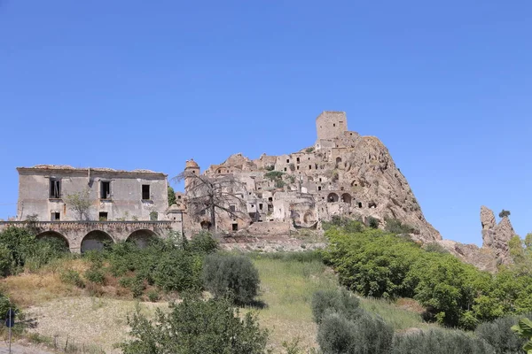 Γραφική Θέα Των Ερειπίων Craco Πόλη Φάντασμα Εγκαταλειφθεί Μετά Από — Φωτογραφία Αρχείου