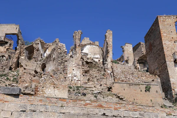 Scenic Visning Krakos Ruiner Spøgelsesby Forladt Efter Jordskredssejr Basilicata Regionen - Stock-foto