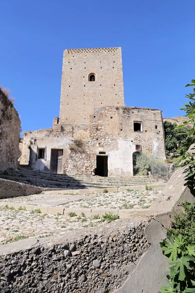 Vue Panoramique Sur Les Ruines Craco Ville Fantôme Abandonnée Après — Photo