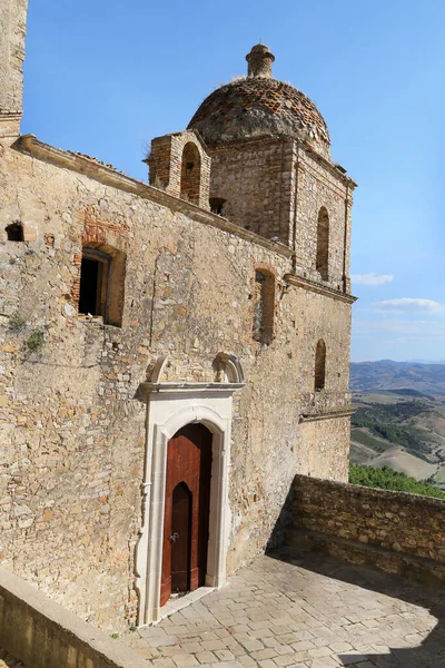 Veduta Panoramica Delle Rovine Craco Città Fantasma Abbandonata Dopo Una — Foto Stock