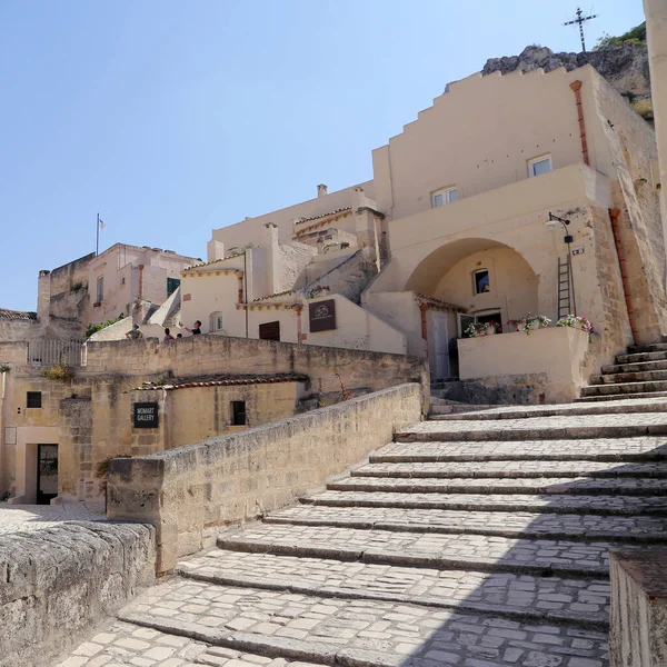 Matera Italia Agosto 2020 Vista Los Sassi Matera Distrito Histórico — Foto de Stock