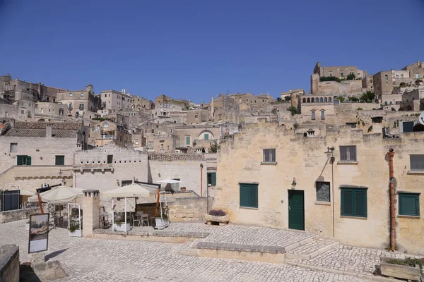 Matera Talya Ağustos 2020 Matera Şehrinde Tarihi Bir Bölge Olan — Stok fotoğraf