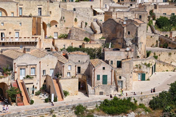 Matera Talya Ağustos 2020 Matera Şehrinde Tarihi Bir Bölge Olan — Stok fotoğraf