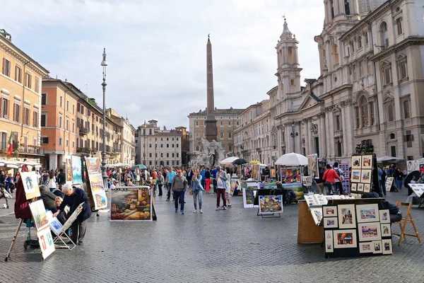 Piazza Navona is one of the most famous squares of Rome — Stock Photo, Image