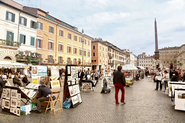 Piazza Navona é uma das praças mais famosas de Roma — Fotografia de Stock