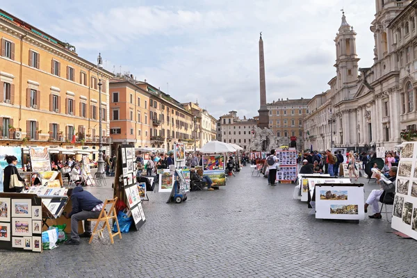 Piazza Navona je jedním z nejslavnějších náměstí Říma — Stock fotografie