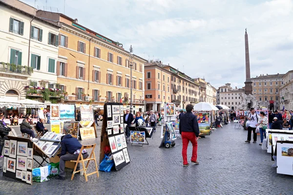 Piazza Navona Róma leghíresebb tere egyike — Stock Fotó