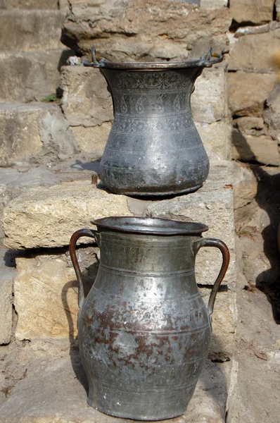Two ancient metal Pots — Stock Photo, Image