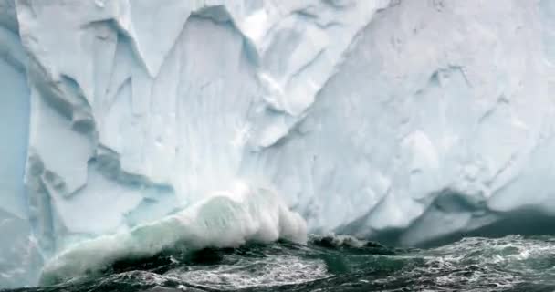 Las Olas Del Mar Estrellan Contra Iceberg Georgia Del Sur — Vídeos de Stock
