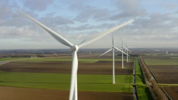Turbinas Eólicas Campos Oud Gastel Noord Brabant Países Bajos — Vídeos de Stock