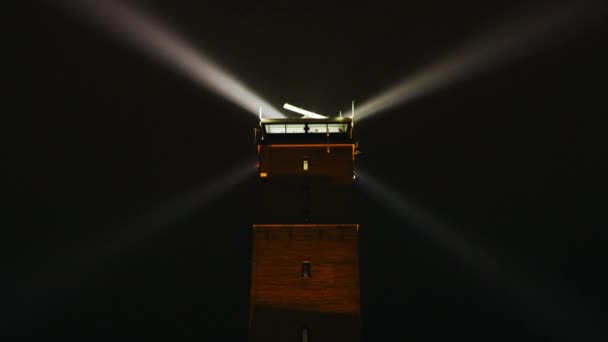 Faro Illuminato Notte West Terschelling Frisia Paesi Bassi — Video Stock