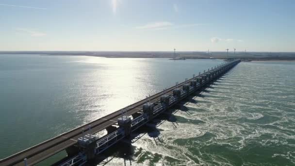 Barreira Tempestade Scheldt Oriental Vrouwenpolder Países Baixos — Vídeo de Stock