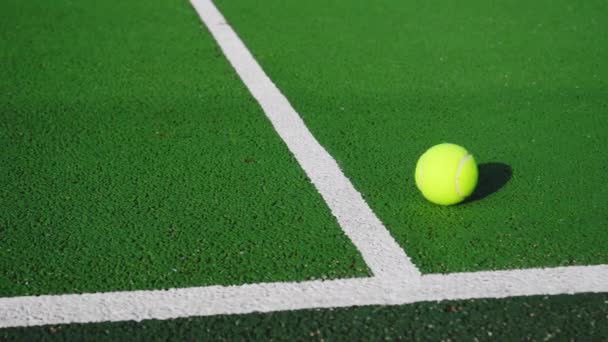 Yeşil Tenis Kortunda Tenis Topu Hawkhurst Kent Ngiltere — Stok video