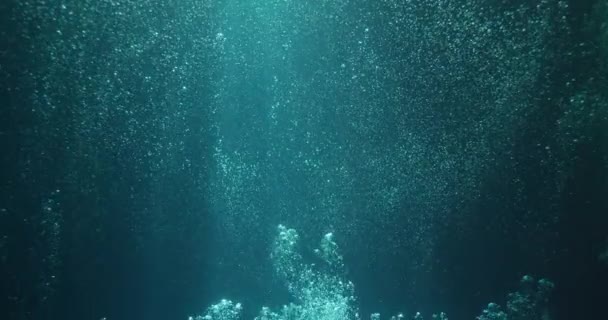 Zonnestralen Bellen Onder Water — Stockvideo
