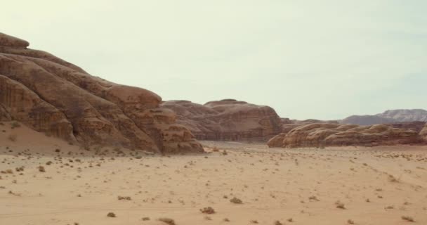 Rotsen Zand Wadi Rum Desert Jordanië — Stockvideo