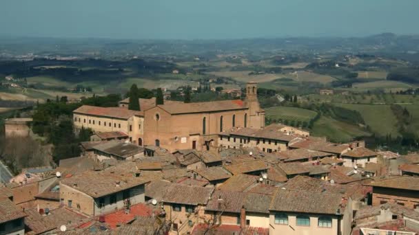 Vista San Gimignano Com Igreja Santo Agostinho Toscana Itália — Vídeo de Stock