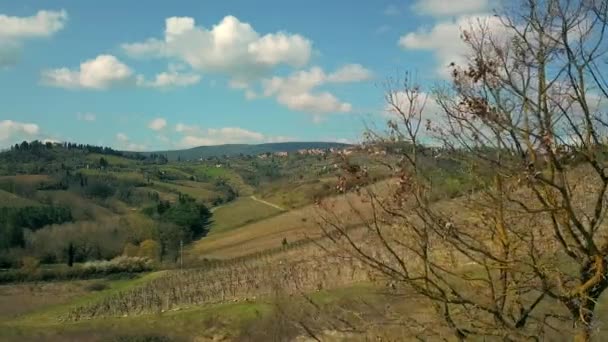 Λόφοι Αμπελώνες San Gimignano Τοσκάνη Ιταλία — Αρχείο Βίντεο