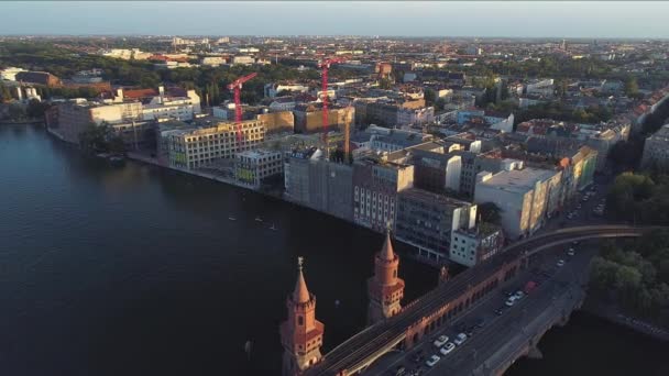 Oberbaum Bridge Dan Cityscape Berlin Jerman — Stok Video
