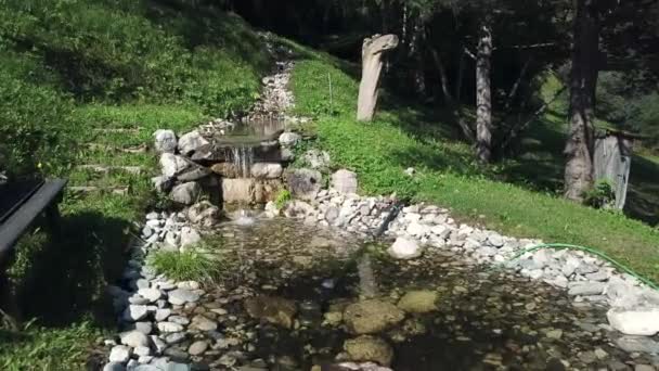 Rybník Potok Krajině Alta Badia Itálie — Stock video