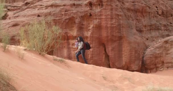 Wadi Rum Desert アカバ州 ヨルダンの母親 — ストック動画