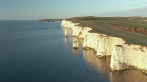 Vita Klippor Och Engelska Kanalen Dorset Förenade Kungariket — Stockvideo