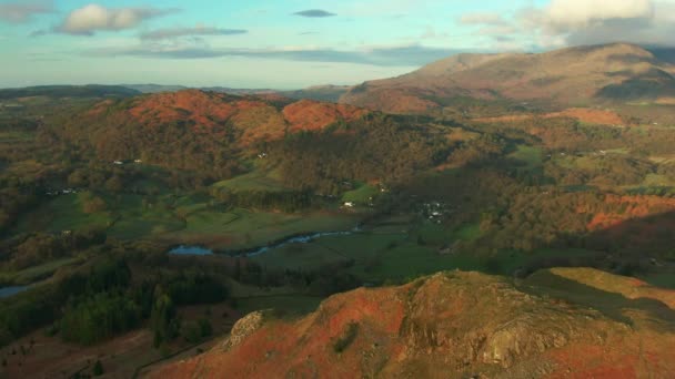 Aerial Hills Lakes Lake District National Park Cumbria Reino Unido — Vídeos de Stock