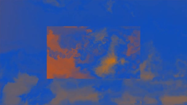 Orange Cloud Vapors Generated Box Blue Background Animation — Stock Video