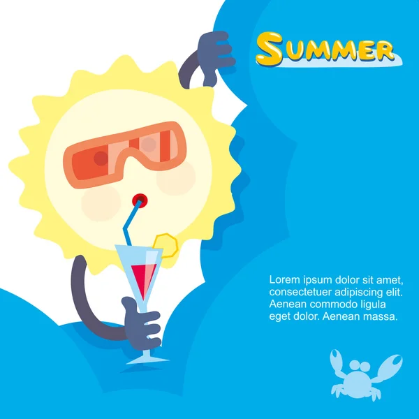 Letní slunce chlazení s koktejlem — Stockový vektor