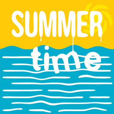 Sıcak yaz saati. Retro tebrik kartı. Düz stil illüstrasyon.