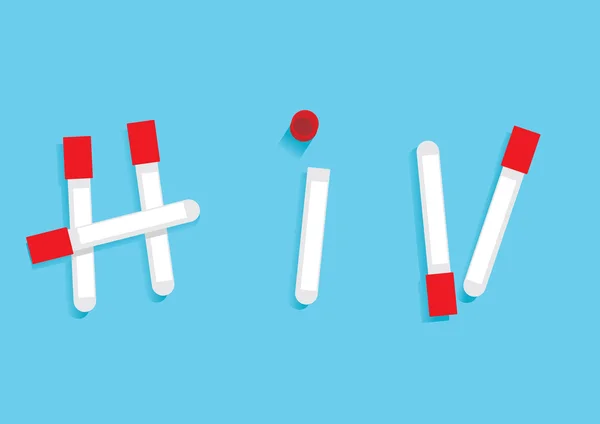 Hiv とエイズの血液と試験管で書かれています。ポスター テンプレート — ストックベクタ
