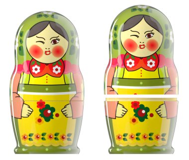 matreshka oyuncak bebek üzerinde beyaz izole