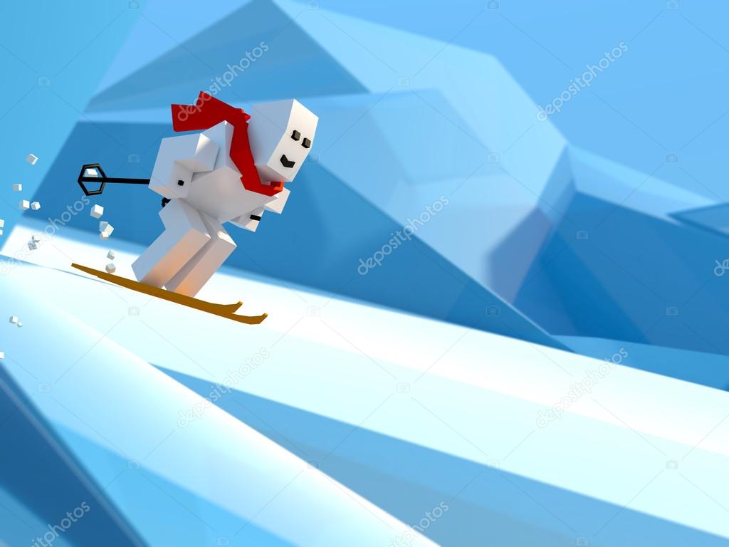 man skiing down a slope