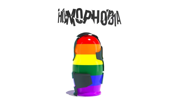 Puppen Homosexuell Regenbogenfahne auf weißem Hintergrund. — Stockfoto
