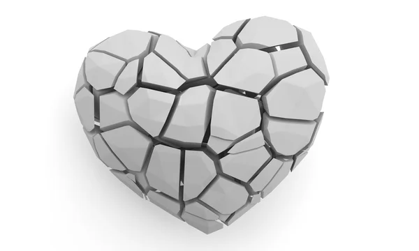 Σπασμένη καρδιά απομονωμένα σε λευκό. 3D καθιστούν εικονογράφηση — Φωτογραφία Αρχείου