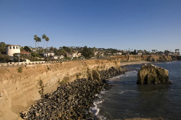 Cliffs in San Diego at sunset — Stock Photo, Image