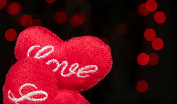 Láska Červené Srdce Tvar Přes Barevné Pozadí Bokeh Valentines Festivalové — Stock fotografie